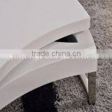 Oval Table Modern White High Gloss MDF Coffee Table With Chromed Steel thumbnail-2