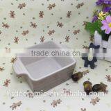 Wholesale Stocked Ceramic Square Bakeware Stoneware Plate With Two Handle thumbnail-4