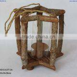 Wooden Lantern With Glass thumbnail-1