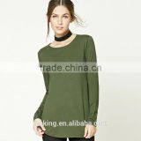 Custom 60%cotton 40%modal crew neck women long sleeve t shirt