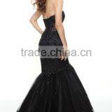 Sexy Red Black Beaded Satin Mermaid Fairytale Evening Dresses thumbnail-3