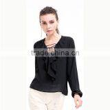 Long Sleeve Latest Blouse Styles V-neck White Women Latest Blouse Styles thumbnail-4