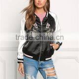 MGOO 2017 Produced Reversible Satin Jackets Custom Embroidery Back Bomber Jackets Raglan Sleeves Pink thumbnail-2