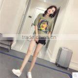 The New Summer 2017 Women's Wear Loose in the Asymmetric Long Round Collar Short Sleeve T-shirt thumbnail-2