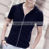 Hot Sale Custom Cotton/spandex Men's Short Sleeve Black Hoodie thumbnail-1