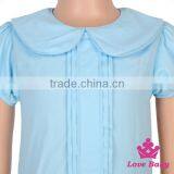 2LLY-117 Lovebaby Wholesale Light Blue Plain Cotton Short Sleeve Baby Romper Custom 0-6 Years Olds Girls Clothes Kids Romper thumbnail-3