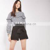 Big Discounts Special Design A-line Tie Waist Black Shorts Womens thumbnail-4