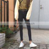 Frayed Black Ladies Woman Trousers Designs for Women Jeans thumbnail-2