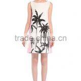 Ladies Black and White Printing Sleeveless Dress thumbnail-1