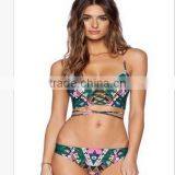 2016 Fashion Sexy Push up Straps Women Bikini Swimwear Bathing Suit Bikini With Decorated Bra thumbnail-1
