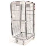 Folding Warehouse Steel Rolling Metal Storage Cage With Wheels