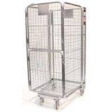 Folding Warehouse Steel Rolling Metal Storage Cage With Wheels