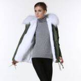 High Quality Beading Outerwear Women Fur Parka With White Raccoon Fur thumbnail-2