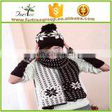 Cold Weather Hat Winter Classic Warm Acrylic Knitted Beanie Hat Scarf Gloves Three Piece Set thumbnail-1