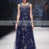 2017 B5263 Navy Color Halter Net Fabric Beaded Evening Dresses & Wedding Dresses thumbnail-1