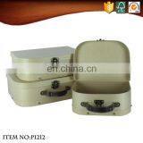 Retro Cloth Cardboard Suitcase With Handle