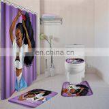 New Design 4 Pcs Shower Curtain Set With Non-Slip Rug Toilet Lid Cover Bath Mat and Vintage Shower Curtain Set for Bathroom thumbnail-6