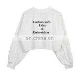 High Quality Custom Logo Long Sleeve 100 Cotton Brushing Oversized Women Blank Cropped Top Sweatshirt thumbnail-3