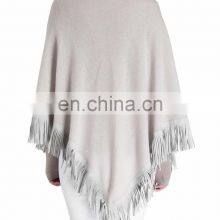 Wholesale Ladies 100% Cashmere Custom Fur Trimmed Poncho and Shawls thumbnail-2