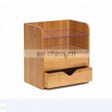 4-Tier Bamboo Desk Organizer With Acrylic Shelves