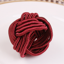 Enhance Your Table Setting With Stylish Burgundy Woven Napkin Ring Holders thumbnail-1