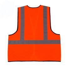 100% Polyester hi Visibility ENISO 20471 Orange Reflective Vest thumbnail-2