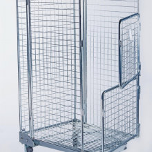 Warehouse Robust Folding 4-Doors 500kg Wire Mesh Rollcontainer thumbnail-4