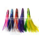 10 Pcs Resin Head Soft Octopus Skirt With Feather Bait Big Game Tackle Tuna Sea Trolling Fishing Lure Sea Trolling 6.5 Inch 35g