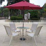 6 Piece Outdoor Garden Patio Furniture Glass Aluminum Dining Table Sling Chair Umbrella Set Quality Choice thumbnail-5