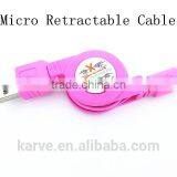 High Quality Fashion Colorful Micro Retractable Cable Portable Charge and Data Micro Cable