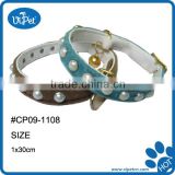 Colorful PU cat collar with pearl & bell