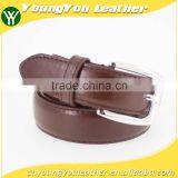 Sample Style Thin Brown pu Leather Man Belt for Jeans With Shiny Silver Metal Square Accessories in YiWu thumbnail-1