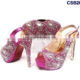 CSB2083 2016 No.1 Sale New Fashion New Design Italian Style High Heel Shoes Bag With Rhinestone for Matching Cinderella Dress thumbnail-1