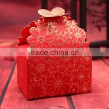 high quality low price red Laser Cut Butterfly paper wedding candy box chocolate favour box baby box