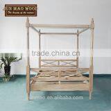 Bed room furniture design antique wooden bed with mosquito net