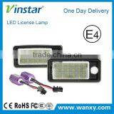 E-Mark for Audi A3 A4 A6 Q7 canbus led license plate lamp with canbus error free with E4 E-mark Approval