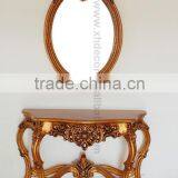French Style Gold Ornate Wall Table Console Foyer Antique Console Table thumbnail-1