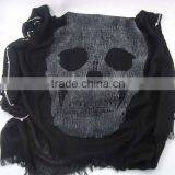 WLHH629 (26) 100%Polyester Black Skull Printed Islamic Abaya and Hijab Scarf thumbnail-1