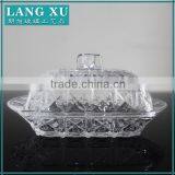 Carved Lidded Glass Cream Butter Dishes With Lids thumbnail-1