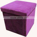 Stronger!! Purple Velvet Folding Storage Stool thumbnail-1