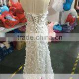 AR-3 Newest Hot Sell Vestidos de Novia Long 3D Flowers Appliques Sweetheart Sleeveless Off-Shoulder Tulle Wedding Dress 2016 thumbnail-2