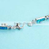 925 Sterling Silver Ocean Synthetic Blue Opal Bracelet Jewelry SBI181W thumbnail-3