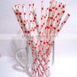 White with Red Hearts Paper Straws