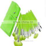 Professional Custom Logo Orange Makeup Cosmetic Brushes Set 24pcs With Orange PU Pouch thumbnail-1