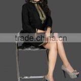 Black Satin Crap Beading Top