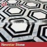 Newstar Polished Italian Black and White Marble Hexagon Mosaic Patterns Tile thumbnail-1