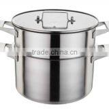 2 Layers Stainless Steel Steamer Pot With Bakelite Handle thumbnail-5