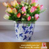 Blue and White Style Excellent Quality Handpainted Headstone Flower Pot for Garden Decor thumbnail-1