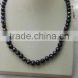 3-4mm Black Freshwater Pearl Necklace With 925 Sterling Silver thumbnail-1