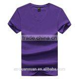 Cheap Plain Printing Pure Color Cotton Men V-neck T-shirt Wholesale China thumbnail-4